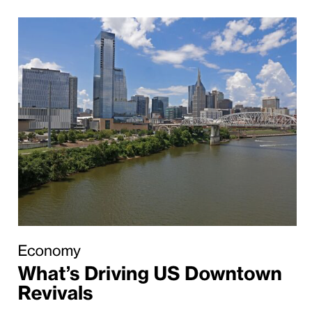 Despite hybrid work, major city centers from Nashville to Manhattan are filling up with people again.