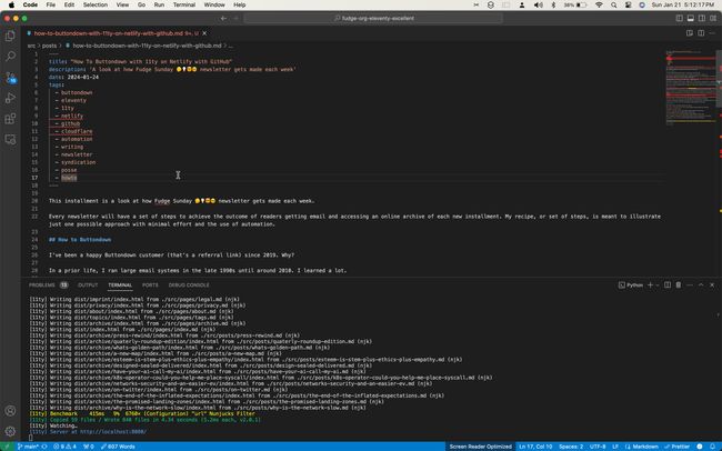 my starting session with Visual Studio Code