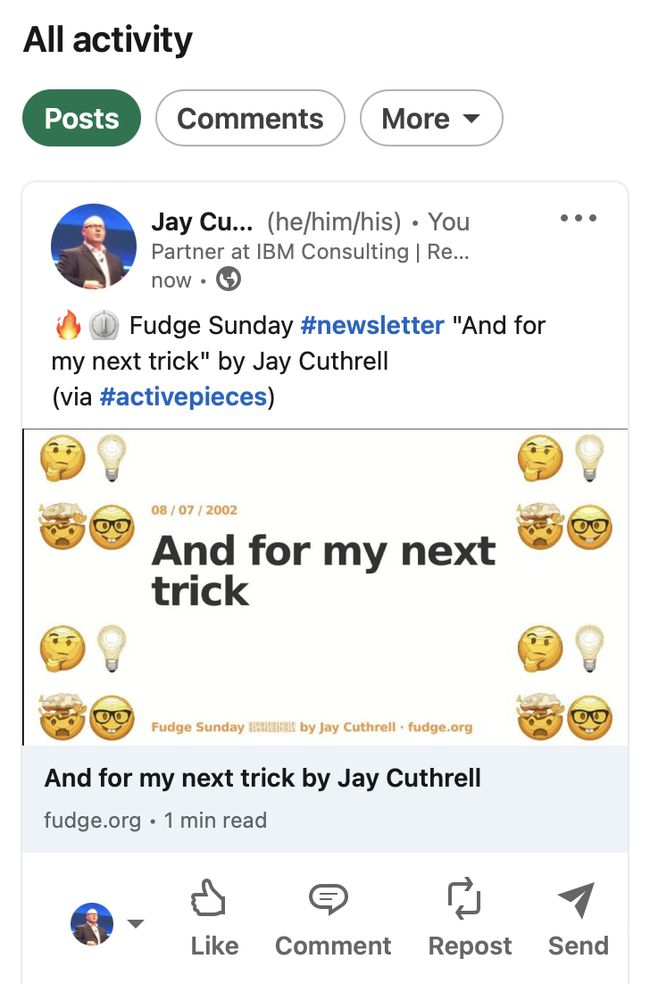 Activepices Flow posting an RSS input to LinkedIn